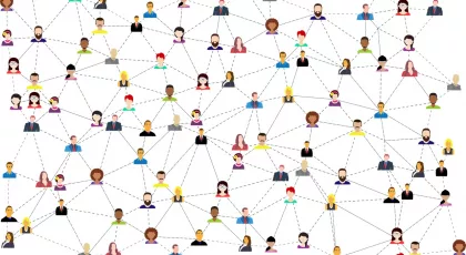 Réseau social illustré avec profils connectés