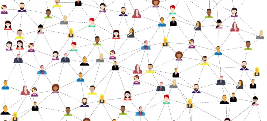 Réseau social illustré avec profils connectés