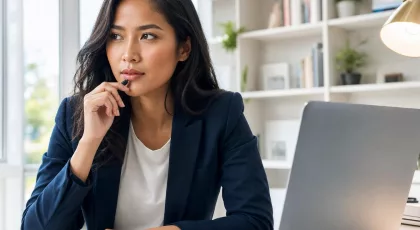 Femme travaillant sur ordinateur portable au bureau
